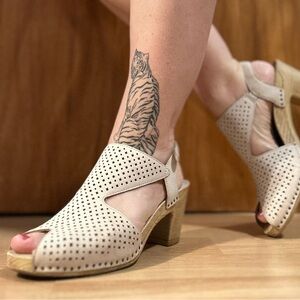 Dansko Cream Wedge Sandals